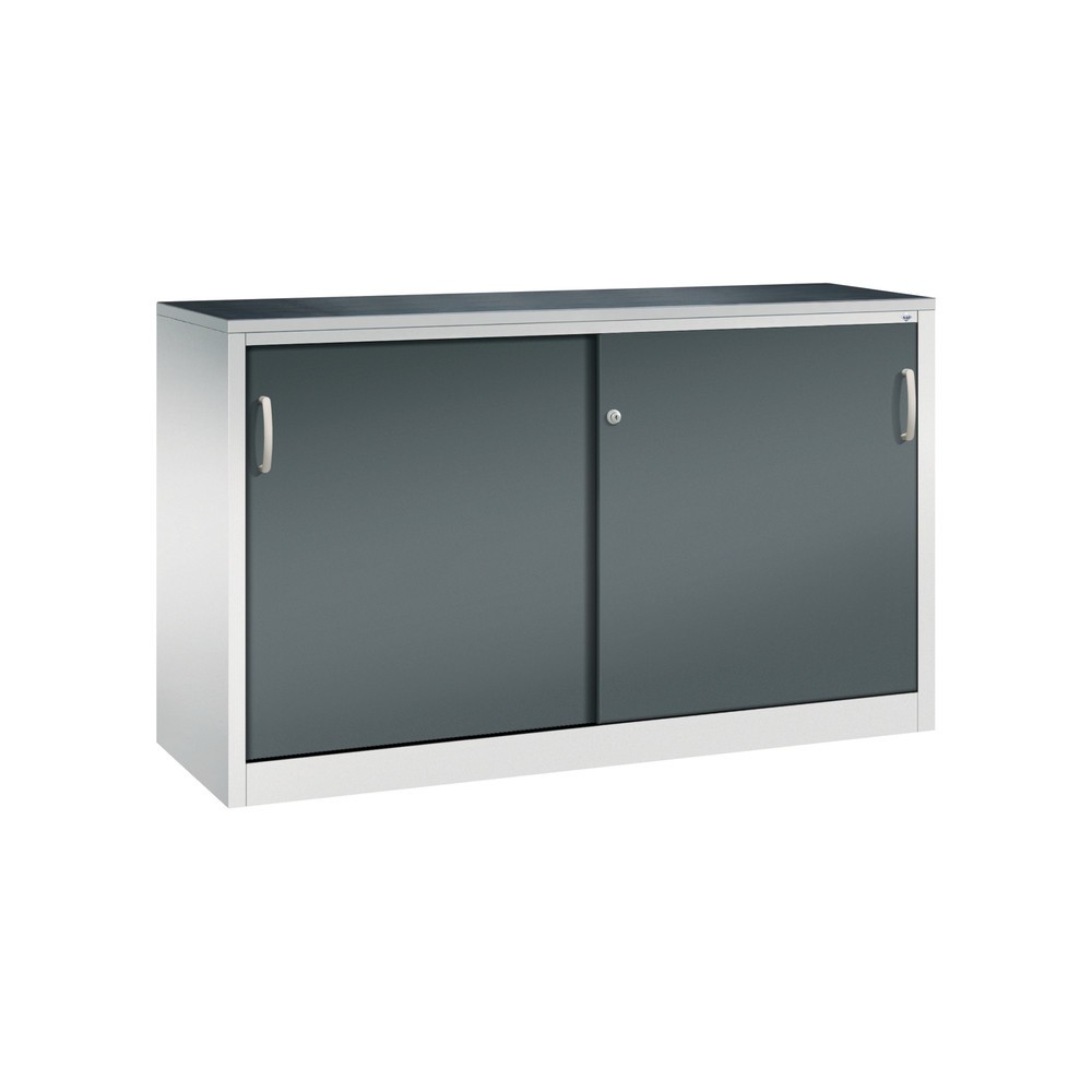 Illustration du produit: Armoire à portes coulissantes pour charges lourdes C+P, H x l x P 1 000 x 1 600 x 500 mm, gris clair, gris anthracite
