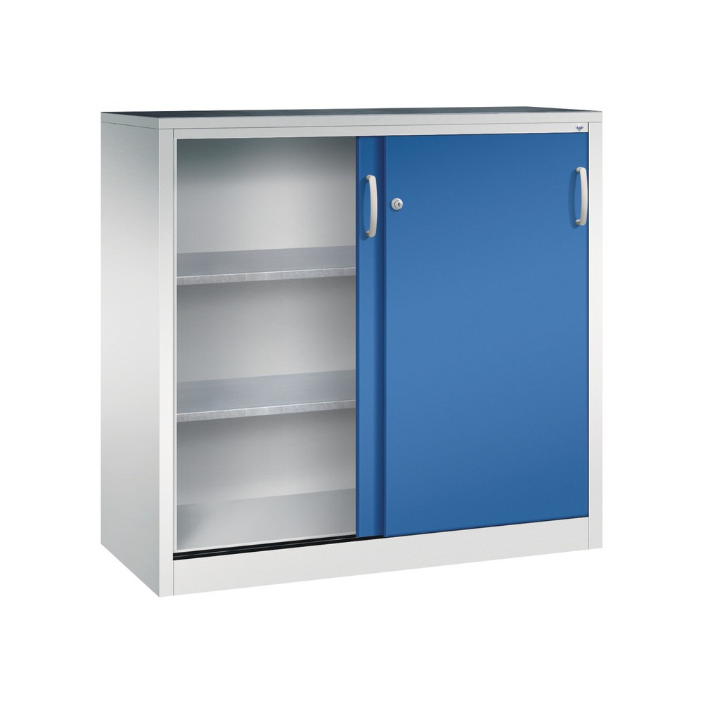 Produktabbildung Nr. 3: Armoire à portes coulissantes pour charges lourdes C+P, H x l x P 1 200 x 1 200 x 500 mm, gris clair, bleu gentiane