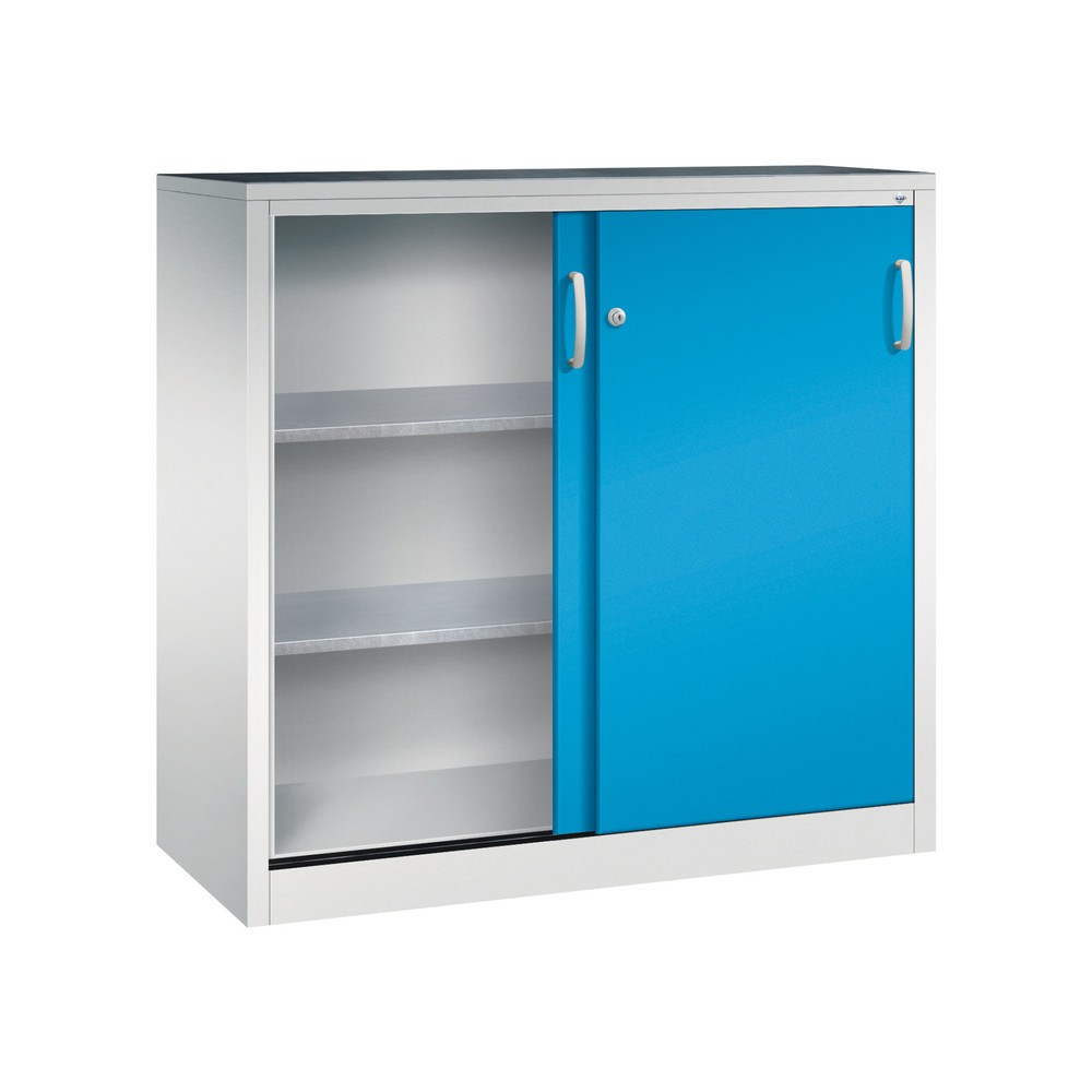 Produktabbildung Nr. 3: Armoire à portes coulissantes pour charges lourdes C+P, H x l x P 1 200 x 1 200 x 500 mm, gris clair, bleu clair