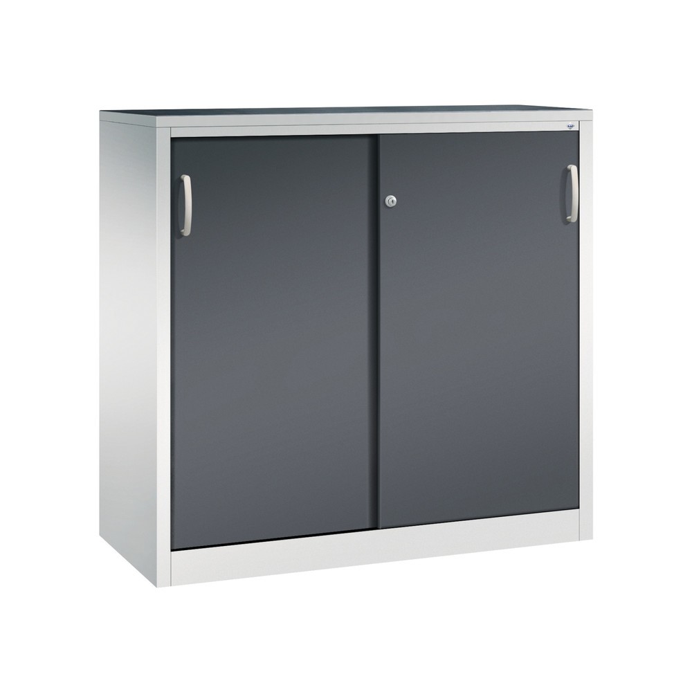 Illustration du produit: Armoire à portes coulissantes pour charges lourdes C+P, H x l x P 1 200 x 1 200 x 500 mm, gris clair, gris noir