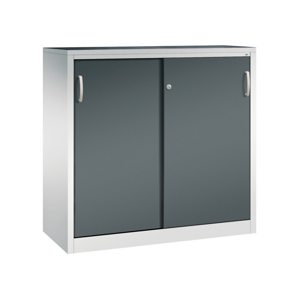 Illustration du produit: Armoire à portes coulissantes pour charges lourdes C+P, H x l x P 1 200 x 1 200 x 500 mm, gris clair, gris anthracite