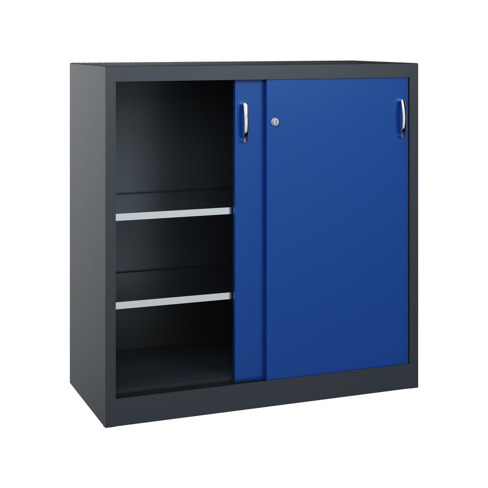 Produktabbildung Nr. 3: Armoire à portes coulissantes pour charges lourdes C+P, H x l x P 1 200 x 1 200 x 500 mm, gris anthracite, bleu gentiane