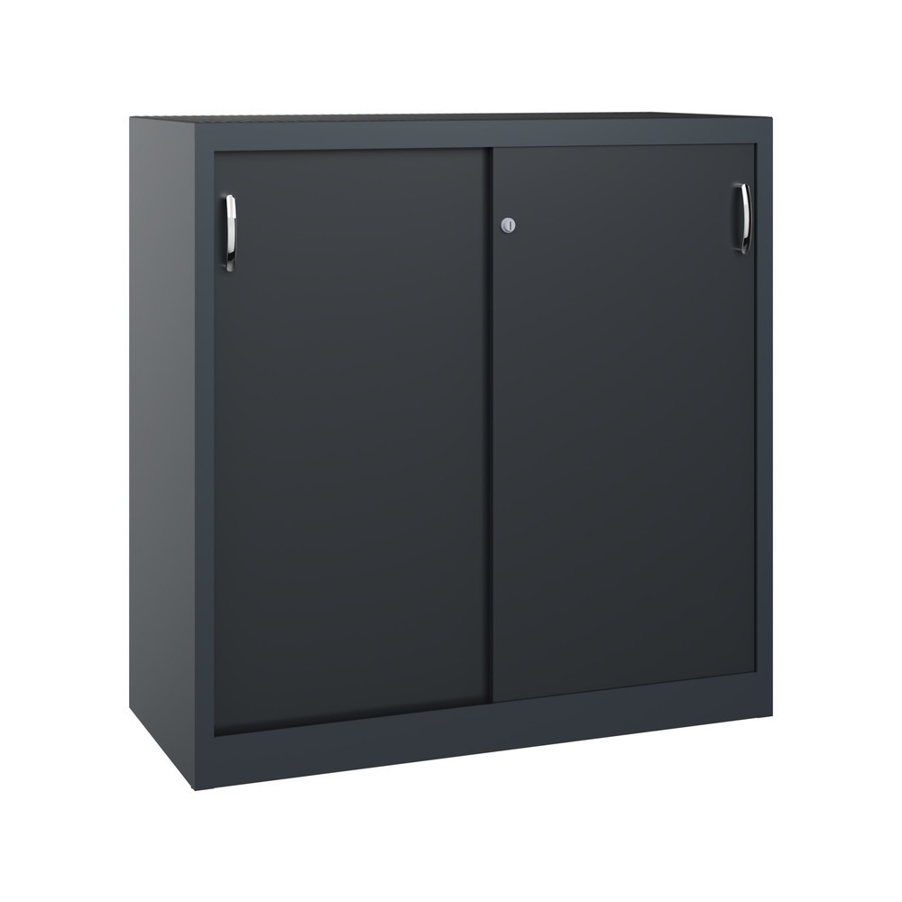Illustration du produit: Armoire à portes coulissantes pour charges lourdes C+P, H x l x P 1 200 x 1 200 x 500 mm, gris anthracite, gris noir