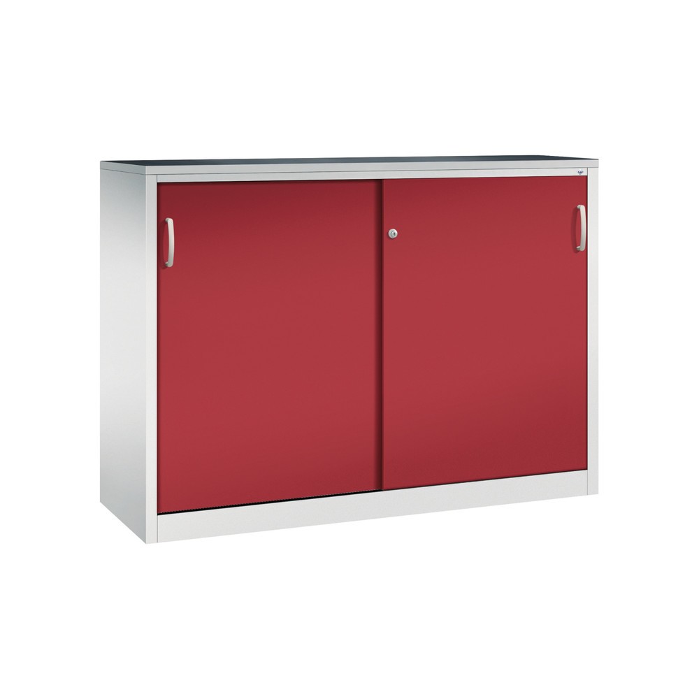 Illustration du produit: Armoire à portes coulissantes pour charges lourdes C+P, H x l x P 1 200 x 1 600 x 500 mm, gris clair, rouge rubis