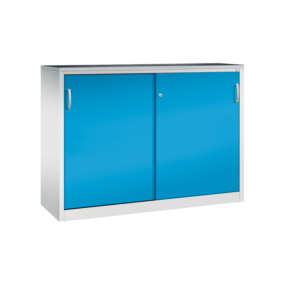 Illustration du produit: Armoire à portes coulissantes pour charges lourdes C+P, H x l x P 1 200 x 1 600 x 500 mm, gris clair, bleu clair