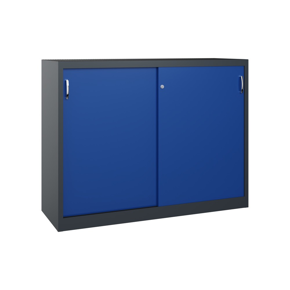 Illustration du produit: Armoire à portes coulissantes pour charges lourdes C+P, H x l x P 1 200 x 1 600 x 500 mm, gris anthracite, bleu gentiane
