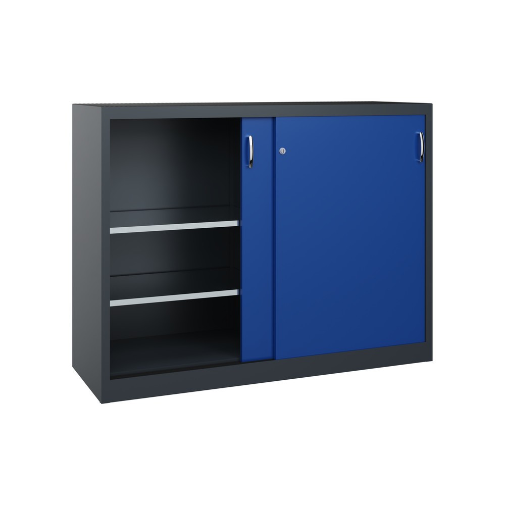 Produktabbildung Nr. 3: Armoire à portes coulissantes pour charges lourdes C+P, H x l x P 1 200 x 1 600 x 500 mm, gris anthracite, bleu gentiane