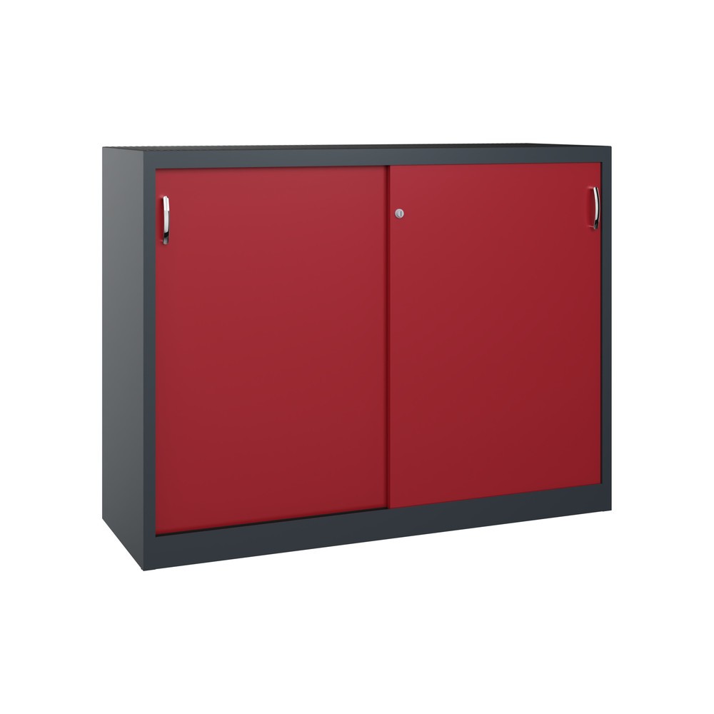 Illustration du produit: Armoire à portes coulissantes pour charges lourdes C+P, H x l x P 1 200 x 1 600 x 500 mm, gris anthracite, rouge rubis