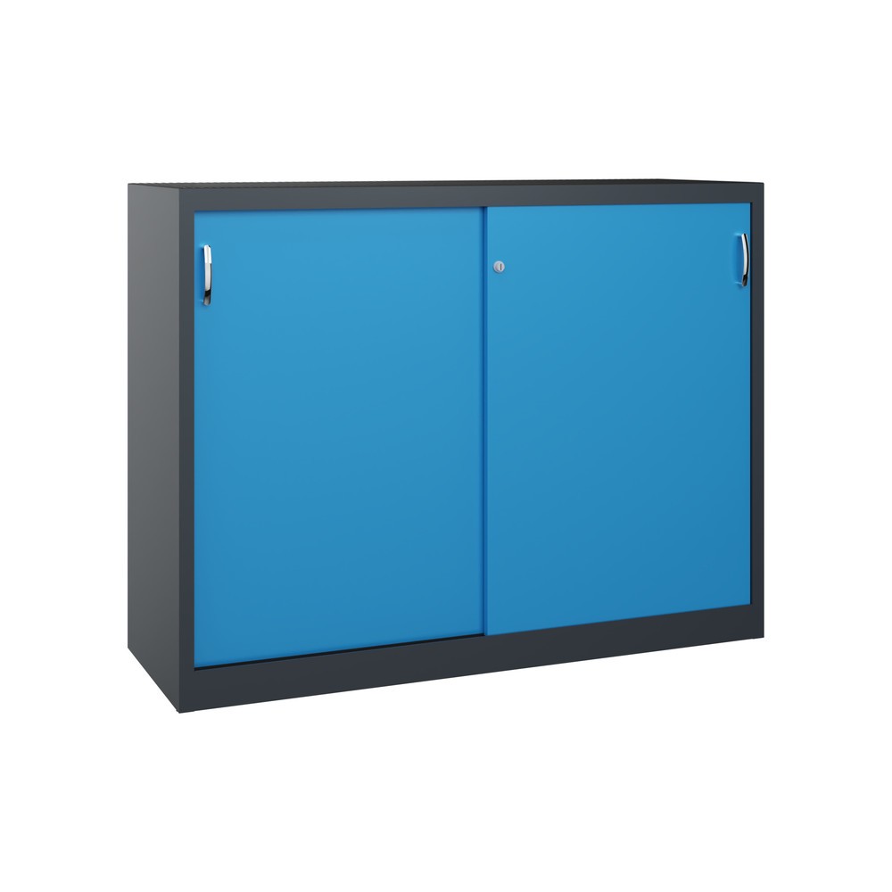Illustration du produit: Armoire à portes coulissantes pour charges lourdes C+P, H x l x P 1 200 x 1 600 x 500 mm, gris anthracite, bleu clair