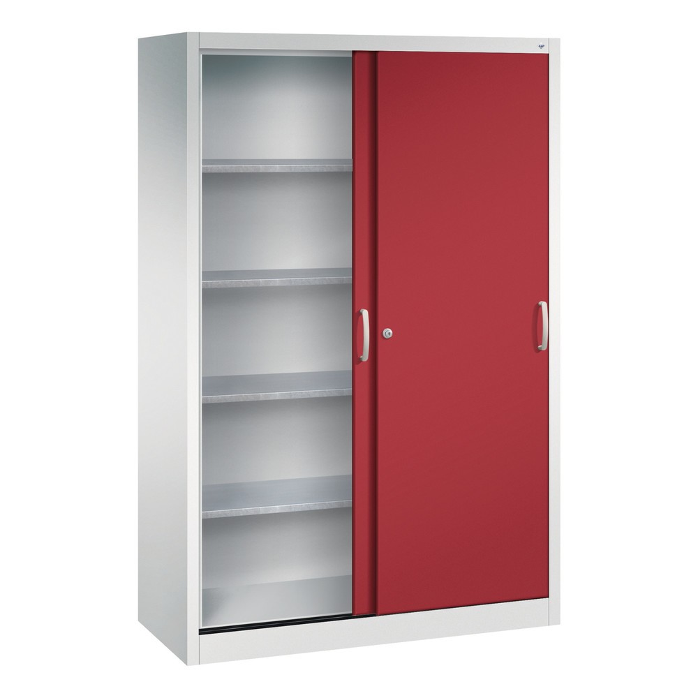 Produktabbildung Nr. 3: Armoire à portes coulissantes pour charges lourdes C+P, H x l x P 1 950 x 1 200 x 500 mm, gris clair, rouge rubis