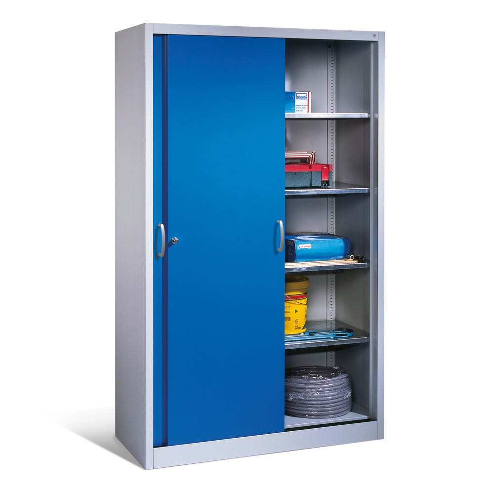 Produktabbildung Nr. 4: Armoire à portes coulissantes pour charges lourdes C+P, H x l x P 1 950 x 1 200 x 500 mm, gris clair, bleu gentiane