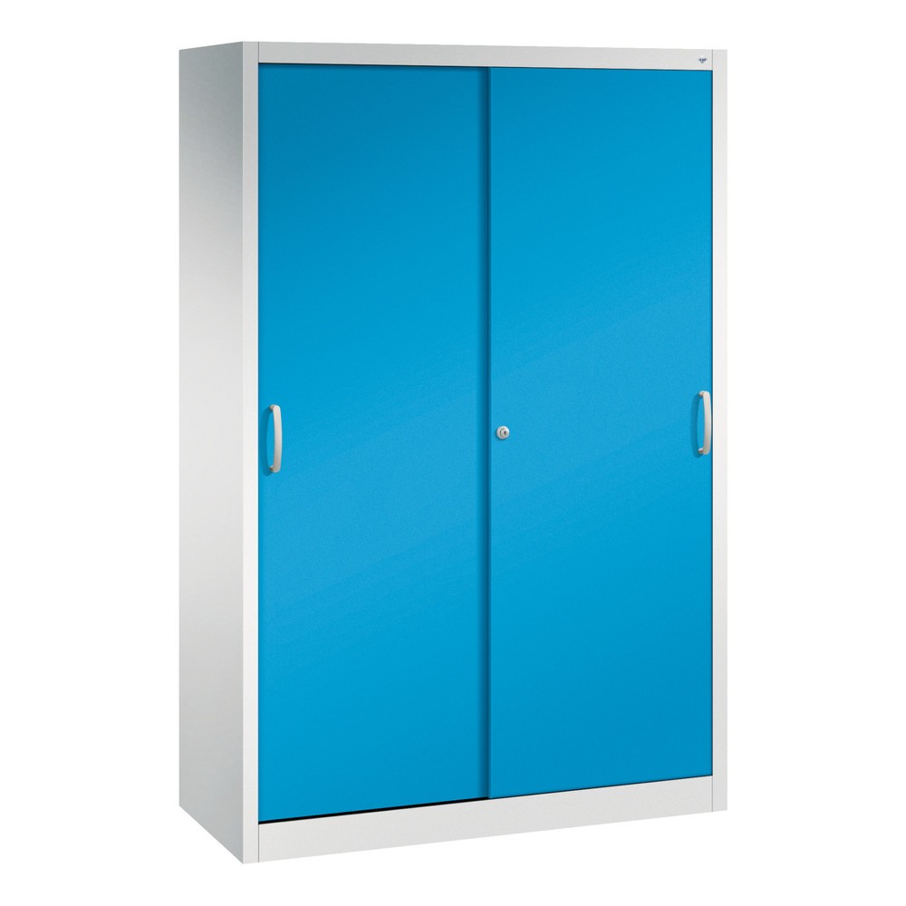 Illustration du produit: Armoire à portes coulissantes pour charges lourdes C+P, H x l x P 1 950 x 1 200 x 500 mm, gris clair, bleu clair