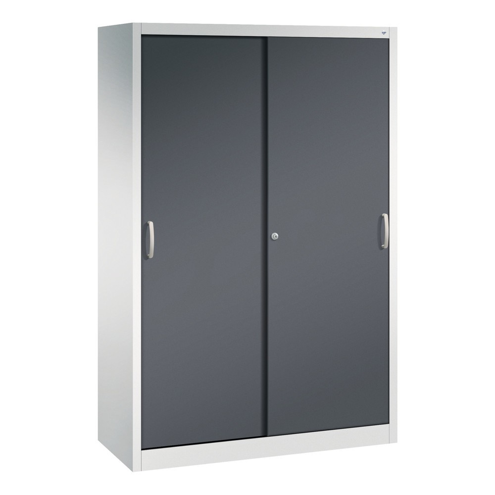 Illustration du produit: Armoire à portes coulissantes pour charges lourdes C+P, H x l x P 1 950 x 1 200 x 500 mm, gris clair, gris noir
