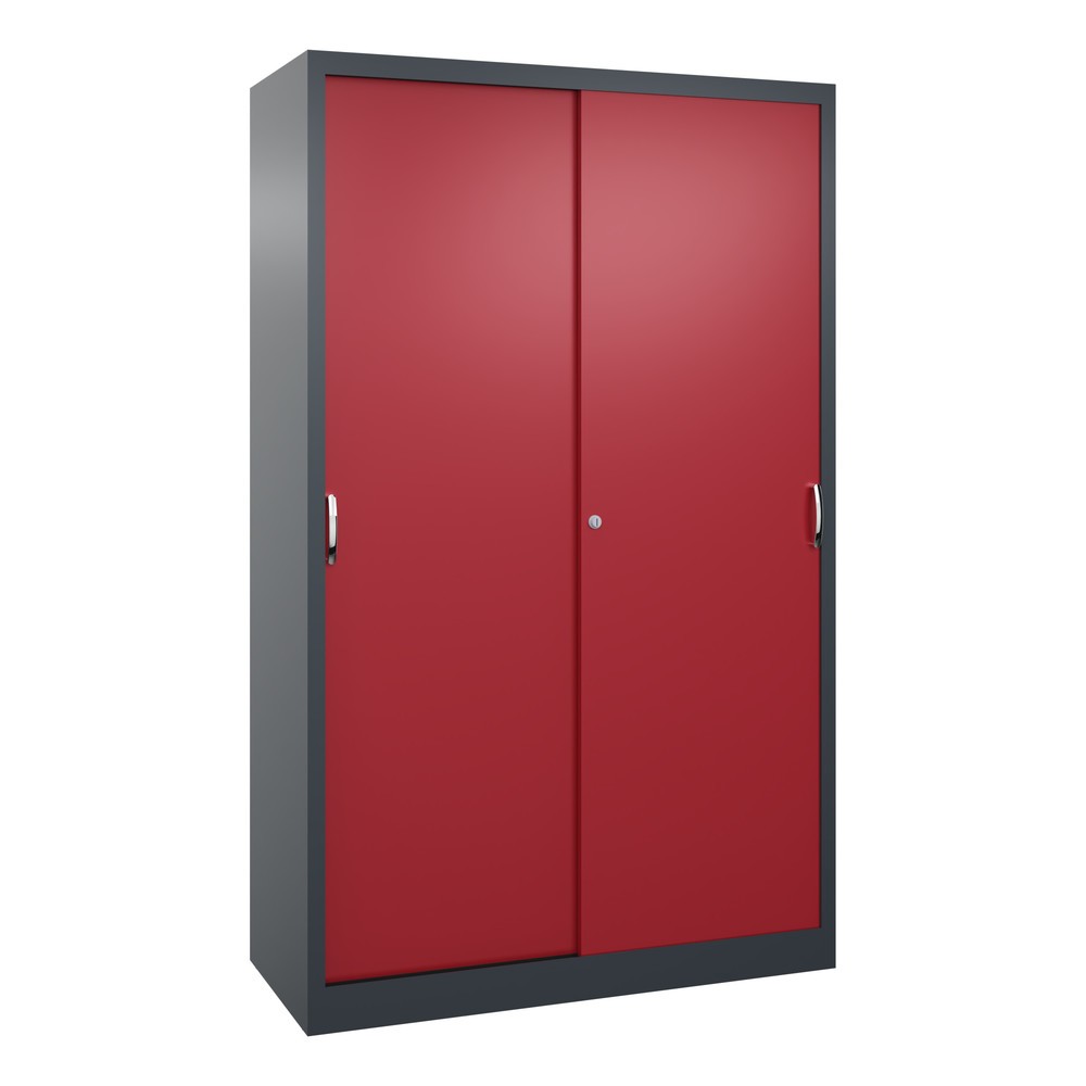 Illustration du produit: Armoire à portes coulissantes pour charges lourdes C+P, H x l x P 1 950 x 1 200 x 500 mm, gris anthracite, rouge rubis
