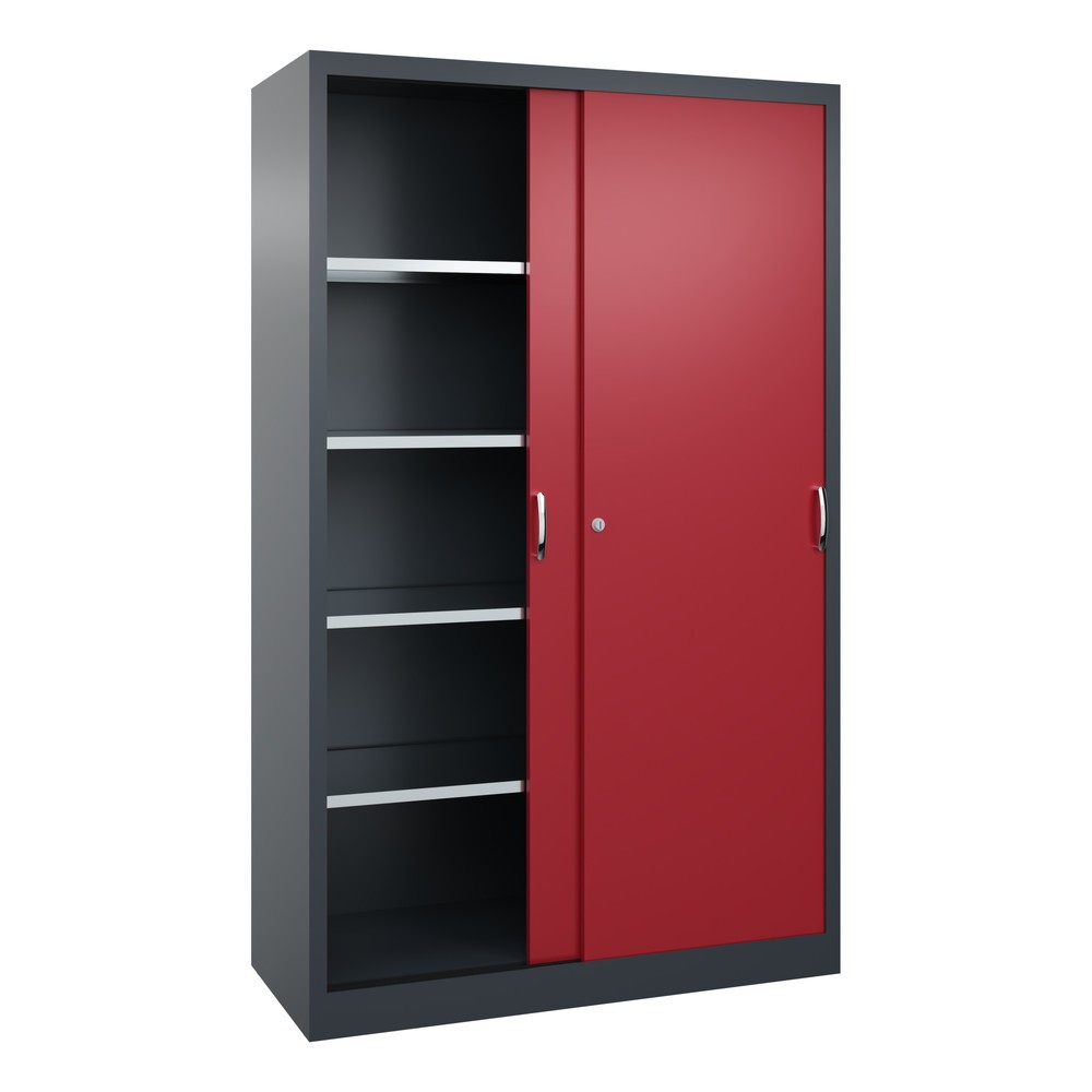 Produktabbildung Nr. 2: Armoire à portes coulissantes pour charges lourdes C+P, H x l x P 1 950 x 1 200 x 500 mm, gris anthracite, rouge rubis