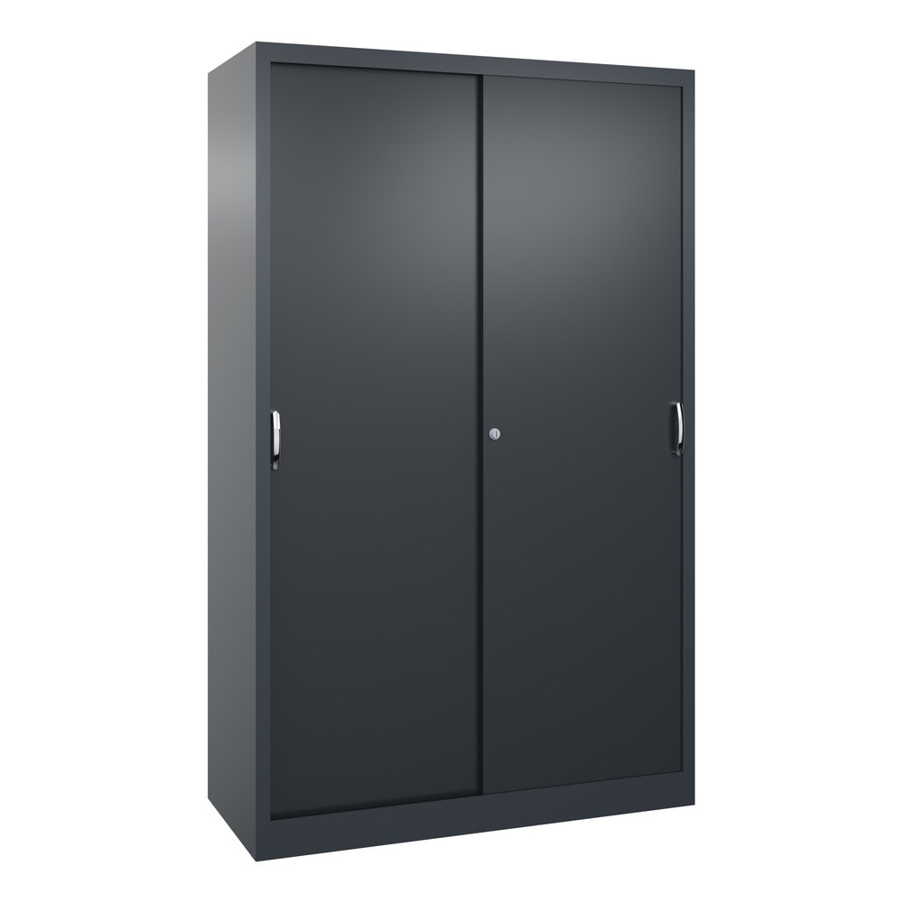 Illustration du produit: Armoire à portes coulissantes pour charges lourdes C+P, H x l x P 1 950 x 1 200 x 500 mm, gris anthracite, gris noir