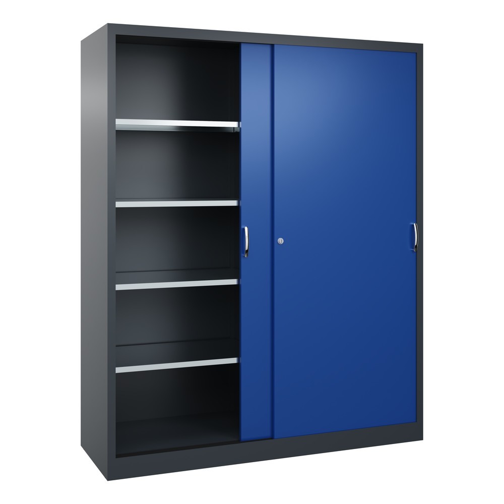 Produktabbildung Nr. 3: Armoire à portes coulissantes pour charges lourdes C+P, H x l x P 1 950 x 1 600 x 500 mm, gris anthracite, bleu gentiane