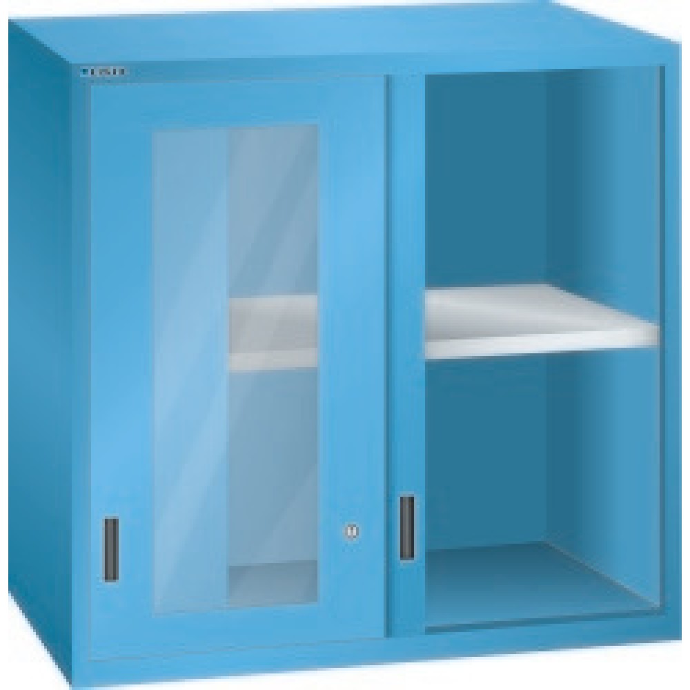 Illustration du produit: Armoire à poser à portes coulissantes avec vitres transparentes pour armoire à tiroirs LISTA, H x l x P 1 000 x 1 023 x 725 mm, bleu clair