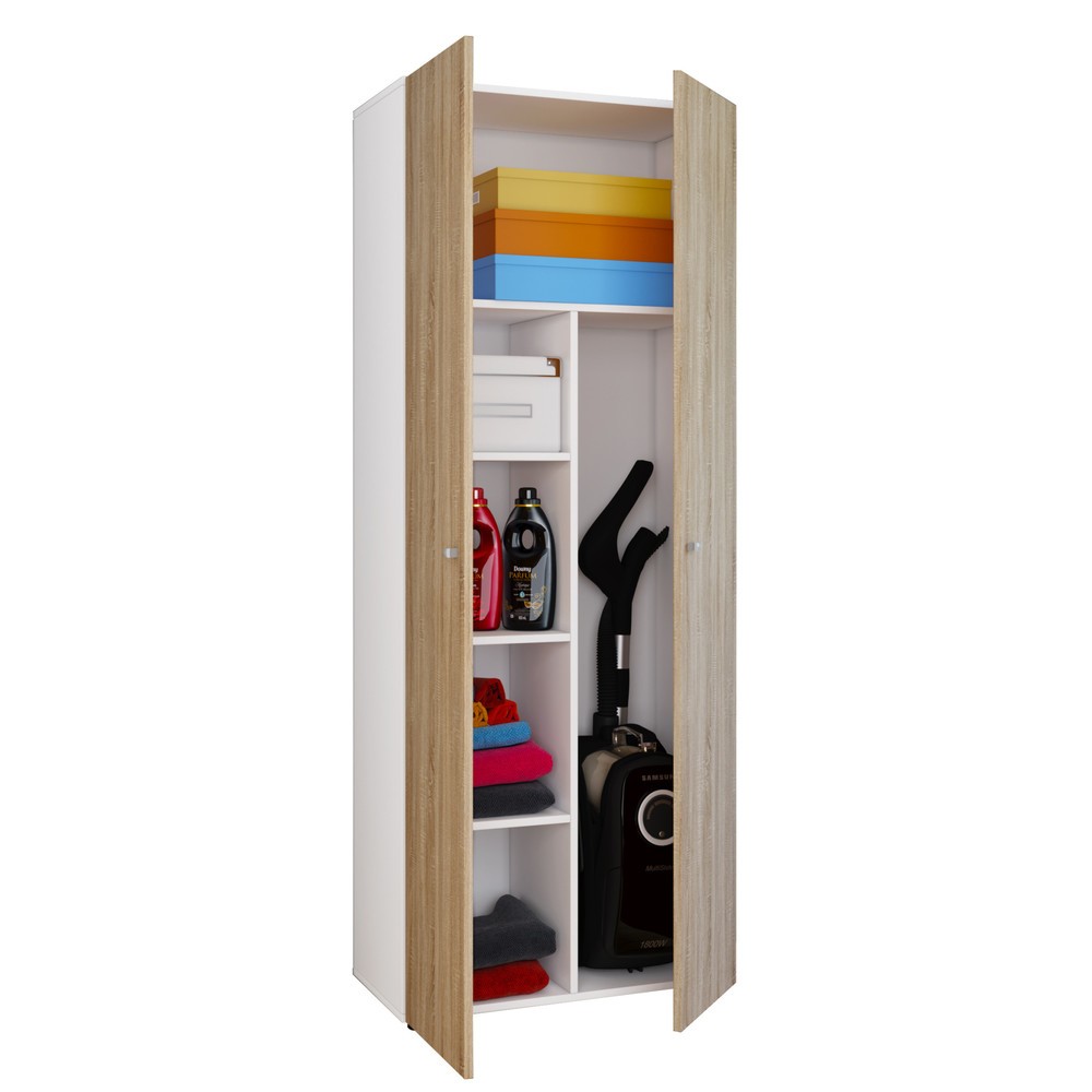 Illustration du produit: Armoire à produits d’entretien Vandol II, avec portes, blanc/chêne Sonoma