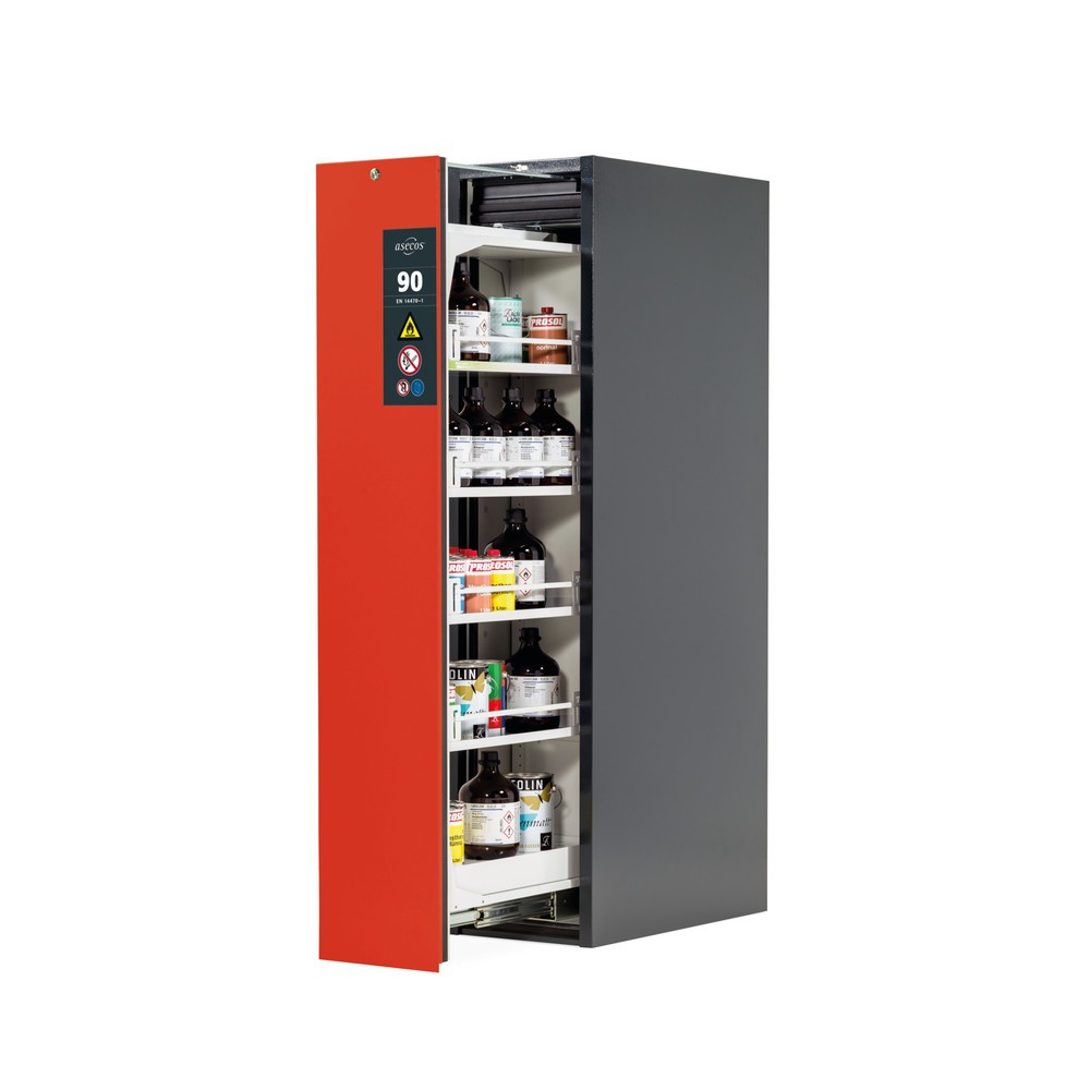 Illustration du produit: Armoire à tiroir vertical asecos® V-MOVE-90, HxlxpP 1 966 x 449 x 860 mm, anthracite/rouge de signalisation