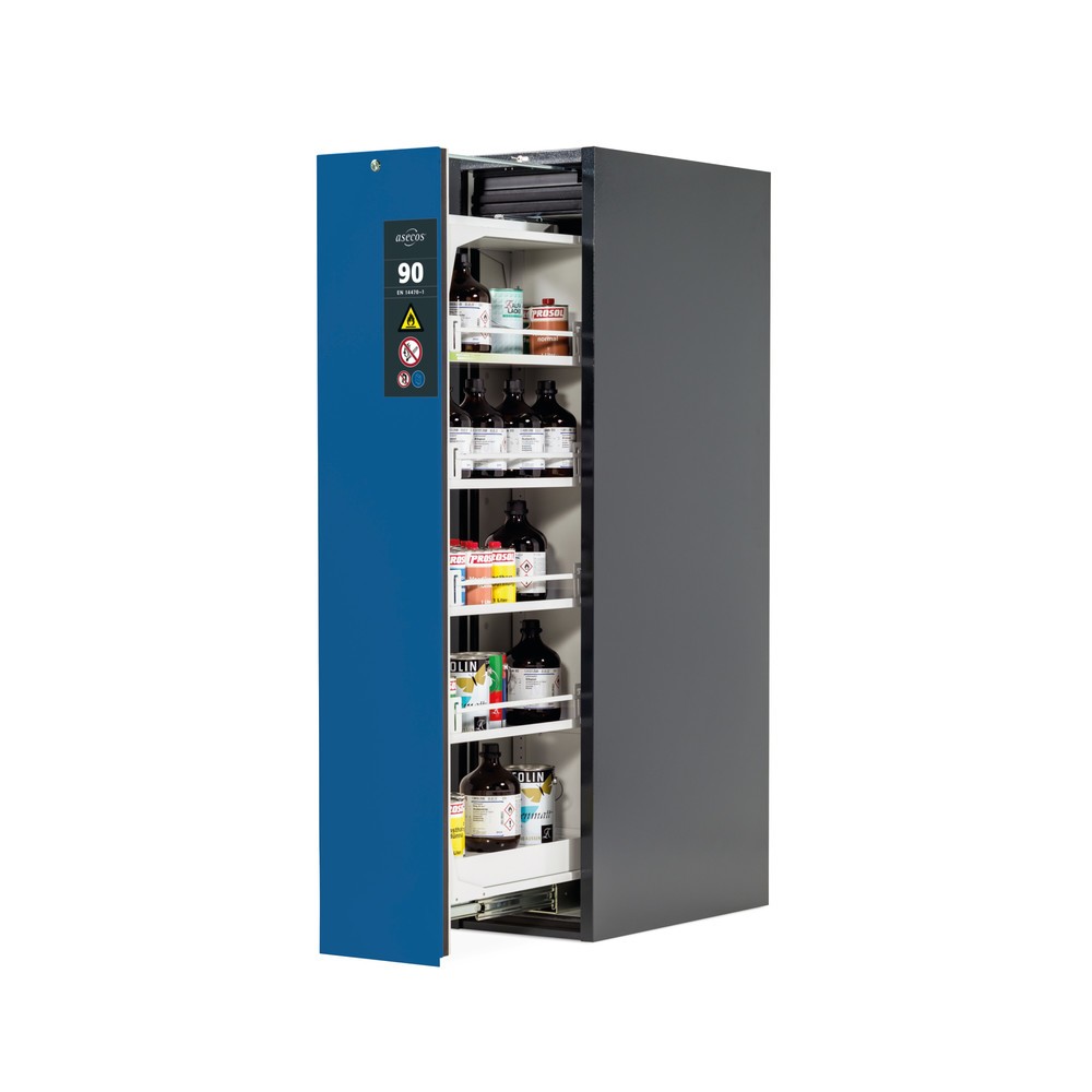 Illustration du produit: Armoire à tiroir vertical asecos® V-MOVE-90, HxlxpP 1 966 x 449 x 860 mm, anthracite/bleu gentiane