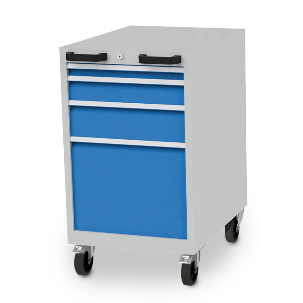 Illustration du produit: Armoire à tiroirs CNC Bedrunka+Hirth, H x l x P 971 x 555 x 736 mm, mobile, 4 tiroirs, gris clair, bleu clair
