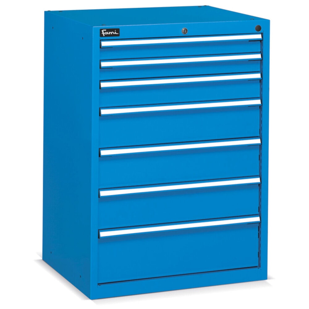 N° de l'image du produit 2 : Armoire à tiroirs Fami Flexa Key Comfort, tiroirs 2x75/1x100/3x150/1x200 mm, HxLxP 1 000 x 717 x 600 mm, RAL 5012 bleu clair