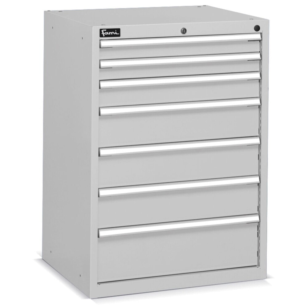N° de l'image du produit 2 : Armoire à tiroirs Fami Flexa Key Comfort, tiroirs 2x75/1x100/3x150/1x200 mm, HxLxP 1 000 x 717 x 600 mm, RAL 7035 gris clair