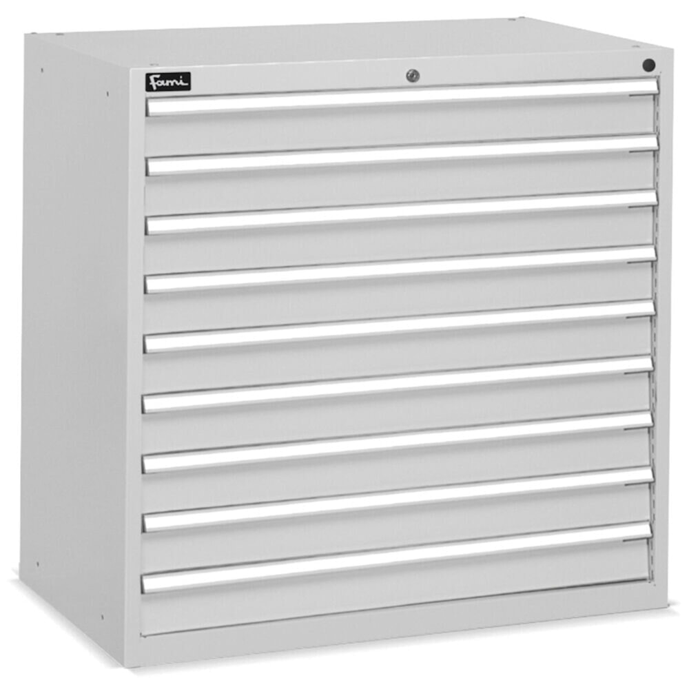 N° de l'image du produit 2 : Armoire à tiroirs Fami Flexa Key Comfort, tiroirs 9 x 100 mm, HxLxP 1 000 x 1 023 x 600 mm, RAL 7035 gris clair
