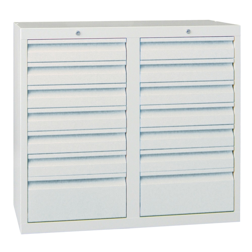 Produktabbildung Nr. 4: Armoire à tiroirs légère PAVOY, guidage à coulissement, tiroirs 12 x 100 mm + 2 x 200 mm, largeur 1 000 mm, bleu ciel, gris clair