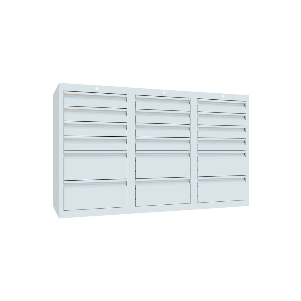 Produktabbildung Nr. 3: Armoire à tiroirs légère PAVOY, guidage à coulissement, tiroirs 12 x 100 mm + 6 x 200 mm, largeur 1 500 m, gris clair, gris clair