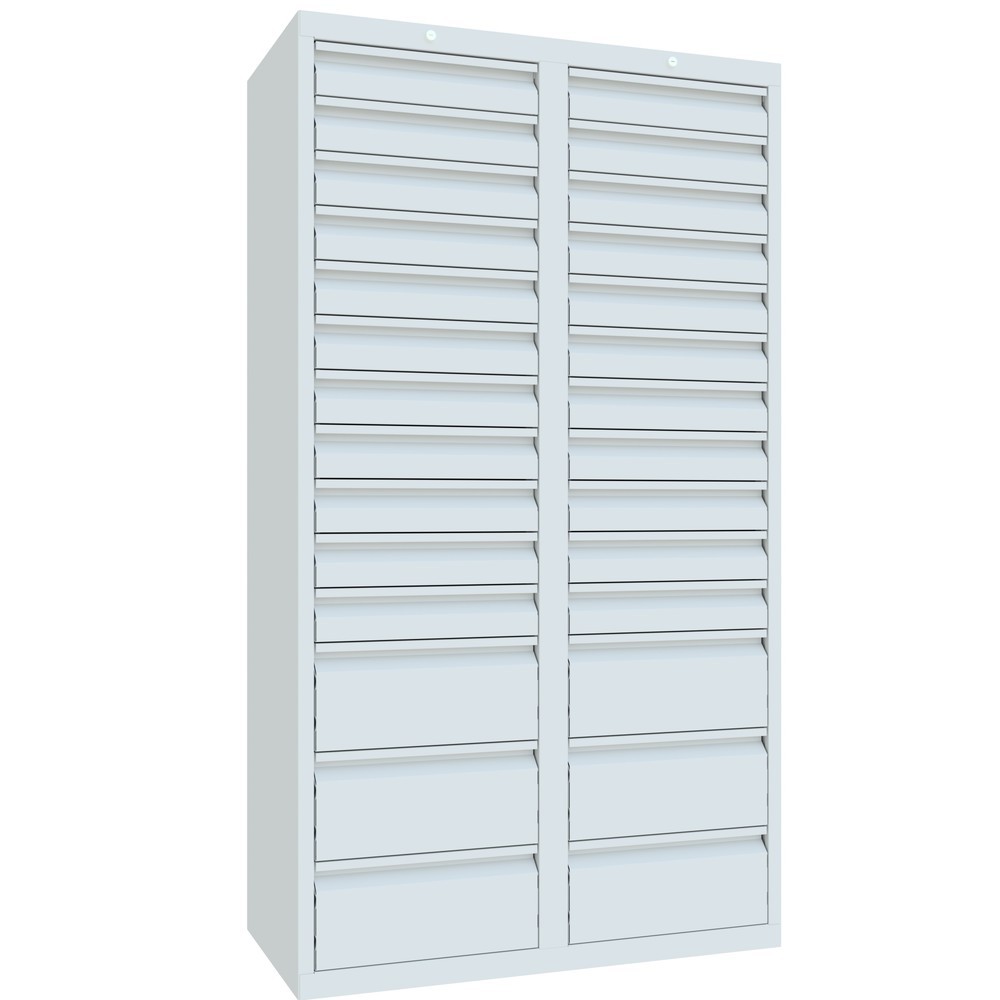 Produktabbildung Nr. 4: Armoire à tiroirs légère PAVOY, guidage à coulissement, tiroirs 22 x 100 mm + 6 x 200 mm, largeur 1 000 mm, gris clair, gris clair