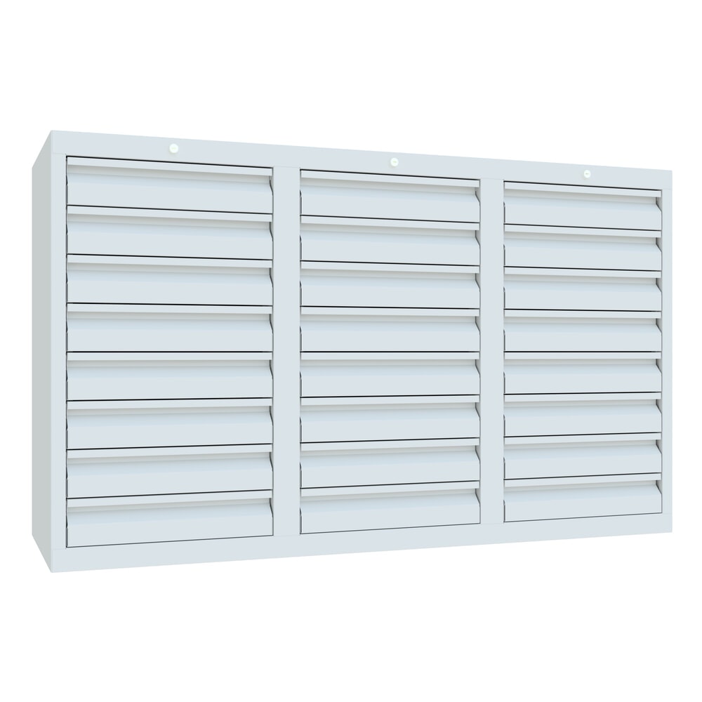 Illustration du produit: Armoire à tiroirs légère PAVOY, guidage à coulissement, tiroirs 24 x 100 mm, largeur 1 500 mm, gris clair, gris clair