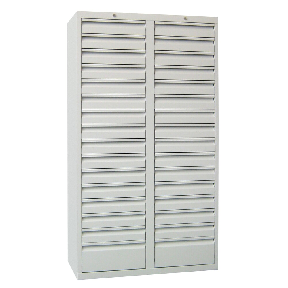 Illustration du produit: Armoire à tiroirs légère PAVOY, guidage à coulissement, tiroirs 30 x 100 mm + 2 x 200 mm, largeur 1 000 mm, gris clair, gris clair