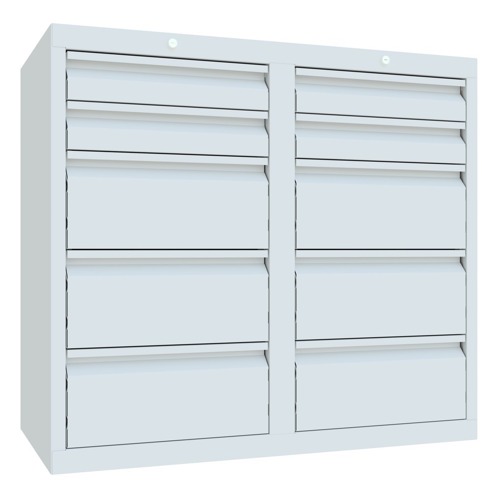 Produktabbildung Nr. 3: Armoire à tiroirs légère PAVOY, guidage à coulissement, tiroirs 4 x 100 mm + 6 x 200 mm, largeur 1 000 mm, gris clair, gris clair