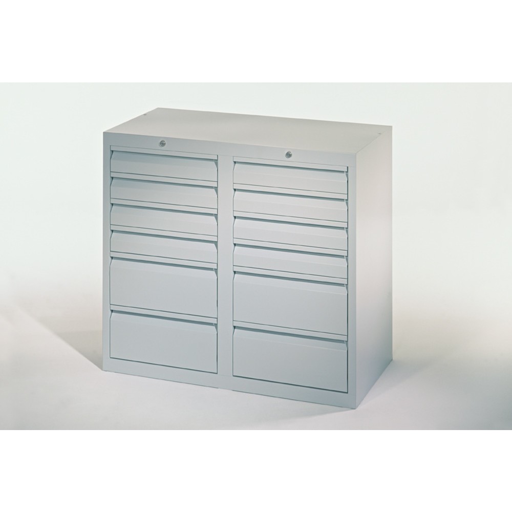 Produktabbildung Nr. 4: Armoire à tiroirs légère PAVOY, guidage à coulissement, tiroirs 8 x 100 mm + 4 x 200 mm, largeur 1 000 mm, gris clair, gris clair