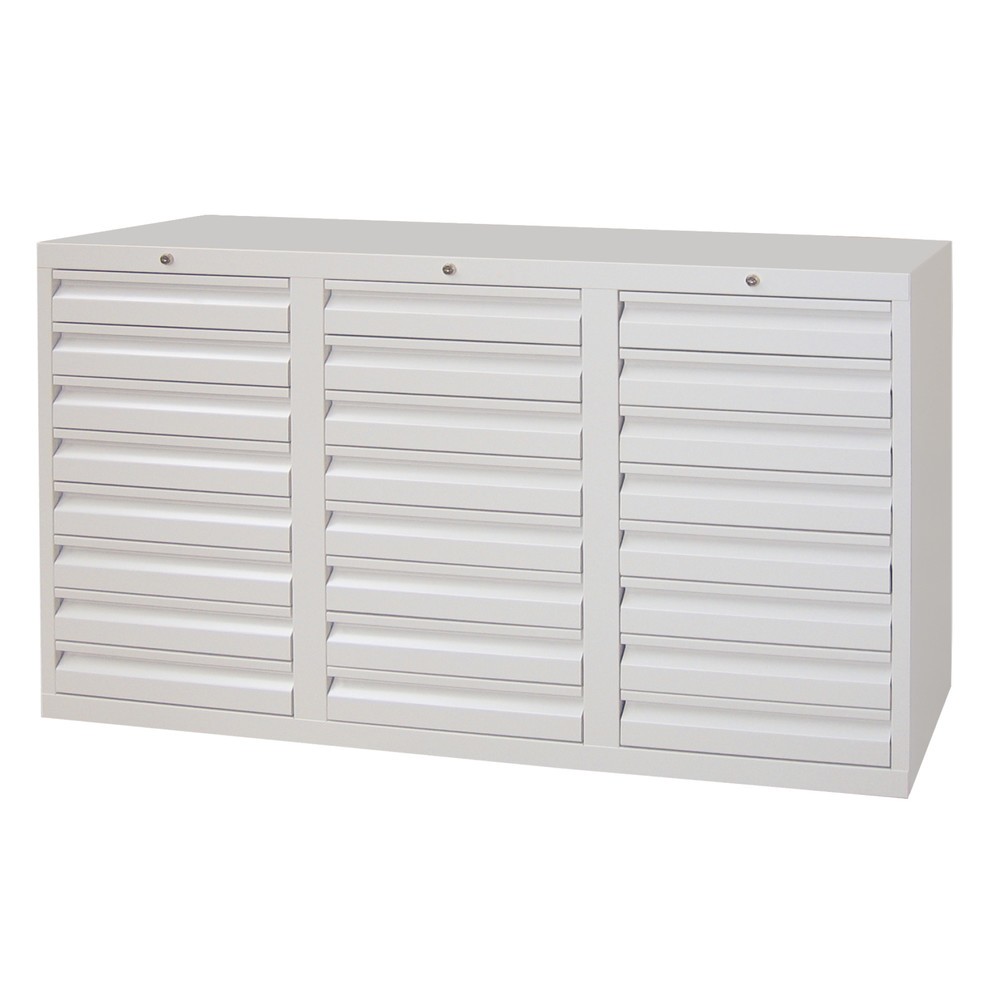 Illustration du produit: Armoire à tiroirs légère PAVOY, guidage à galets, tiroirs 24 x 100 mm, largeur 1 500 mm, bleu ciel, gris clair