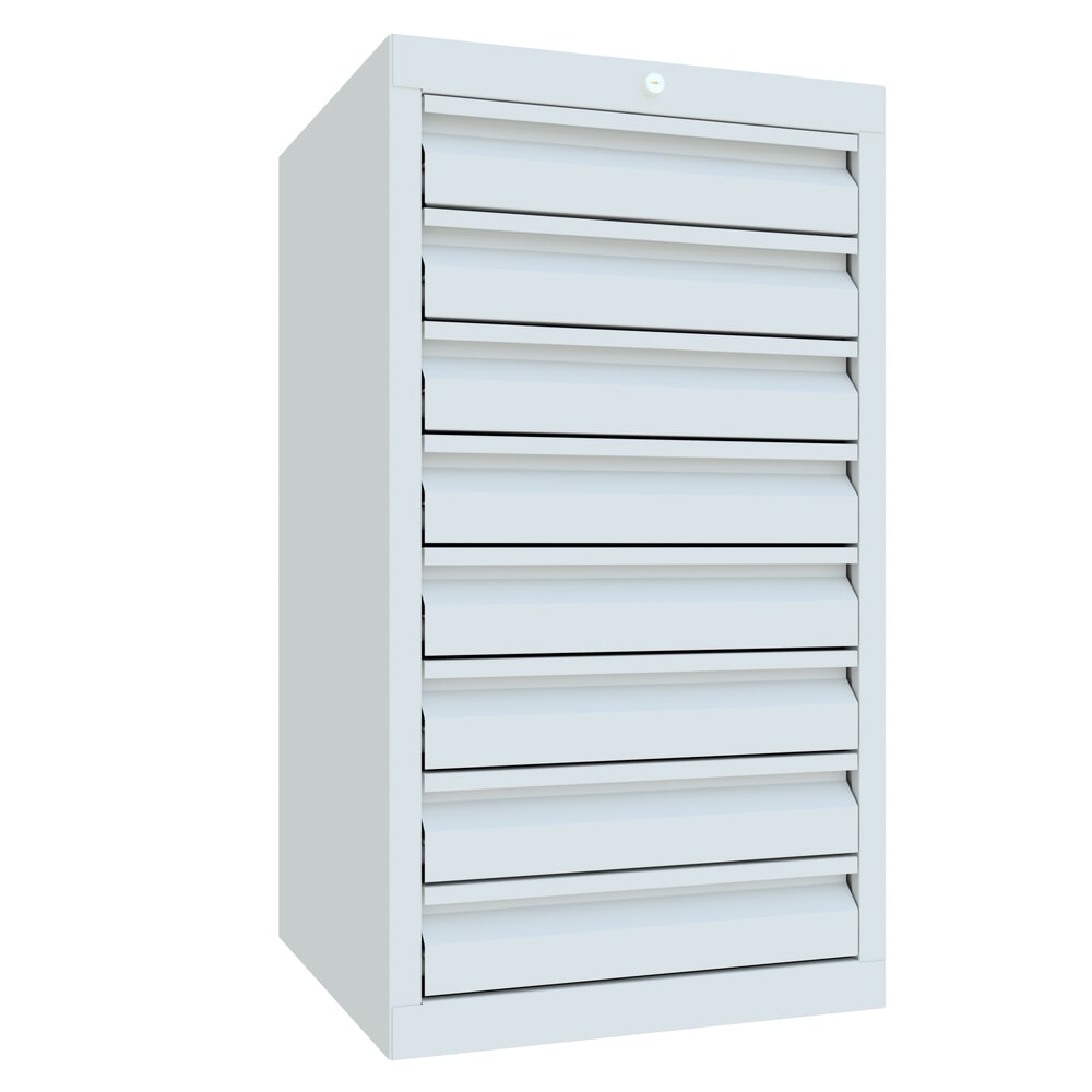 Illustration du produit: Armoire à tiroirs légère PAVOY, guidage à galets, tiroirs 8 x 100 mm, largeur 500 mm, gris clair, gris clair