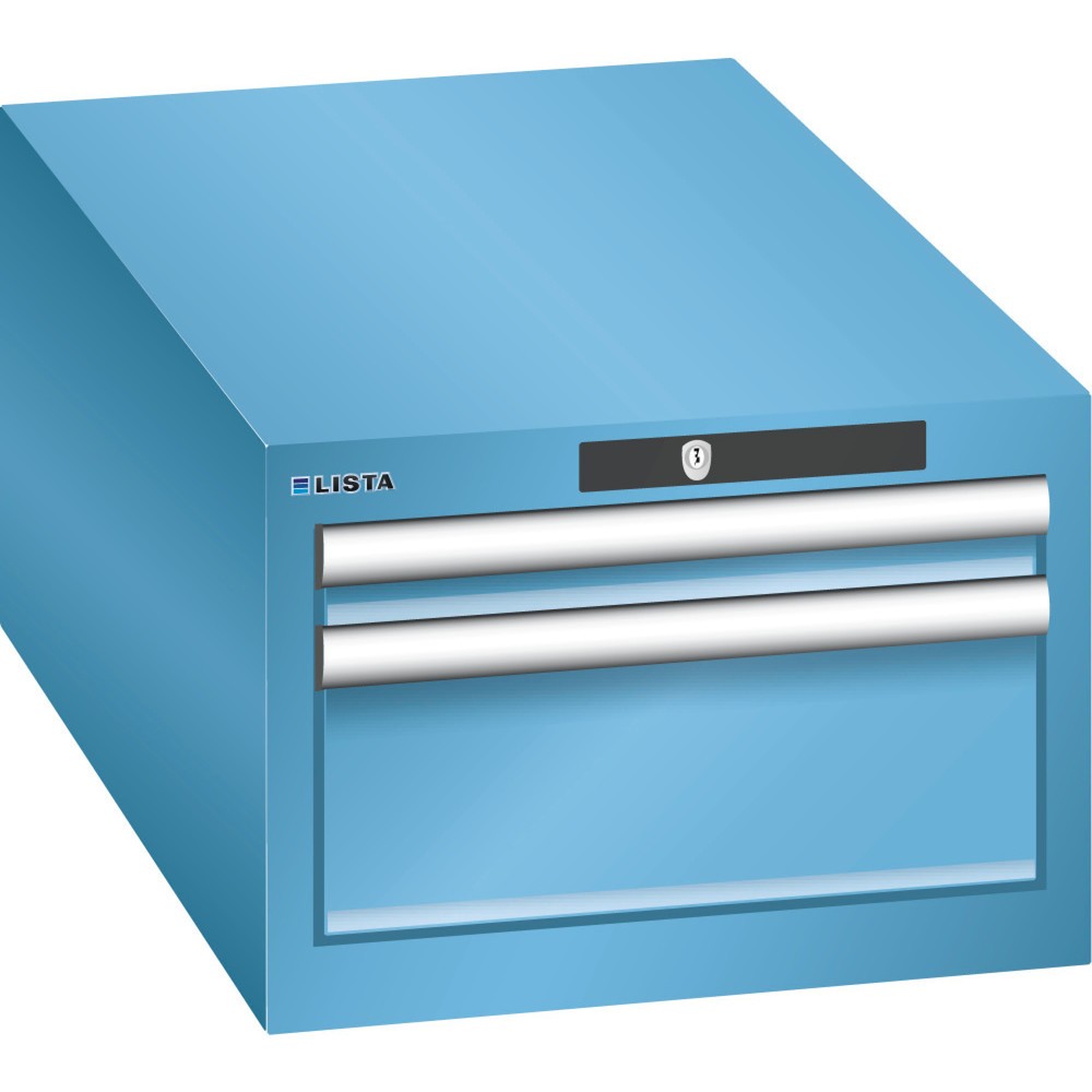 Illustration du produit: Armoire à tiroirs LISTA 18x36E, (lxPxH) 411x725x283 mm, 2 tiroirs, 1 x 50 / 1 x 150, bleu clair, CODE Lock