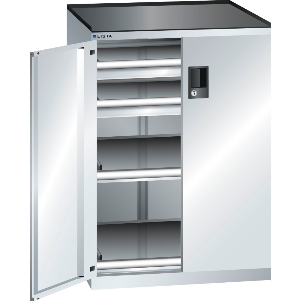 Illustration du produit: Armoire à tiroirs LISTA 36x36E, (lxPxH) 717x753x1 020 mm, 2 tiroirs capacité de charge 200 kg, 2 x 75, gris clair, KEY Lock
