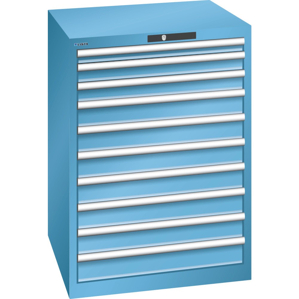 Illustration du produit: Armoire à tiroirs LISTA 36x36E, (lxPxH) 717x725x1 000 mm, 10 tiroirs, 1 x 50 / 2 x 75 / 7 x 100, bleu clair, KEY Lock