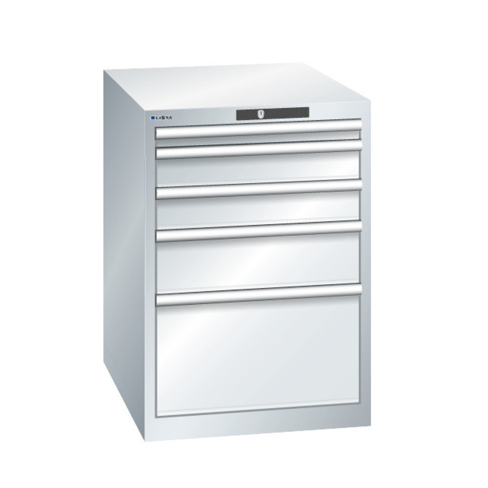 Illustration du produit: Armoire à tiroirs LISTA, tiroirs 1x50 + 2x100 + 1x150 + 1x300 mm, capacité de charge 75 kg, bleu clair