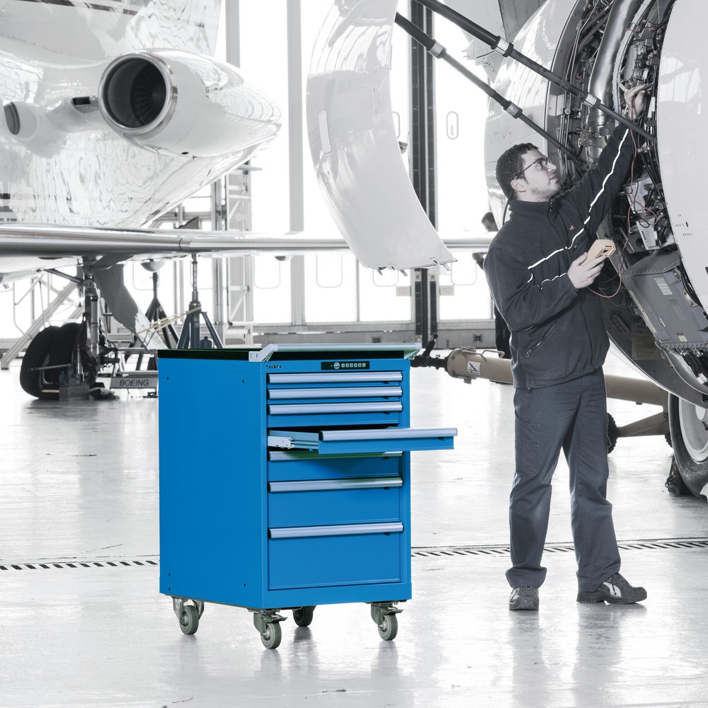 Produktabbildung Nr. 2: Armoire à tiroirs mobile LISTA, tiroirs 2x75 + 4x100 + 1x150 mm, H x l x P 990 x 564 x 725 mm, bleu clair