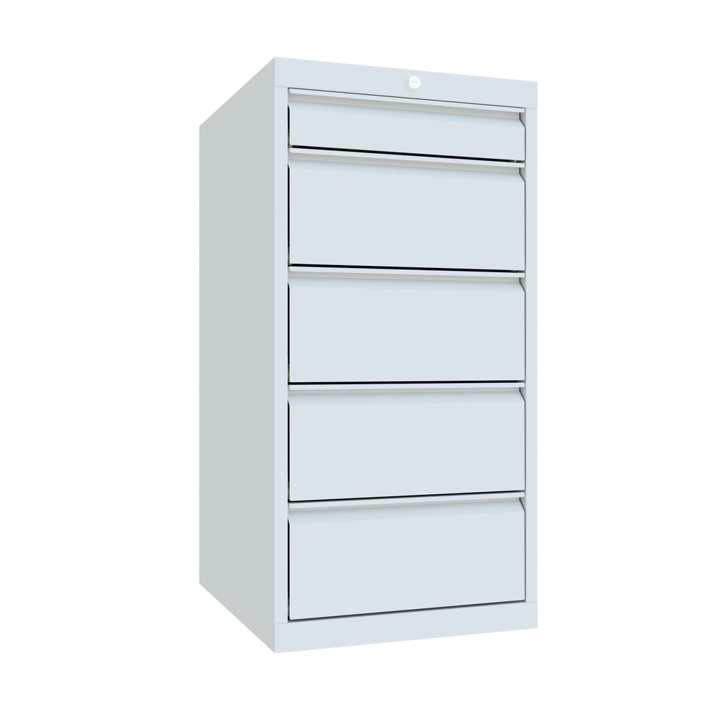 Illustration du produit: Armoire à tiroirs PAVOY, hauteur 1 000 mm, tiroirs 1 x 100 mm + 4 x 200 mm, largeur 500 mm, gris clair, gris clair