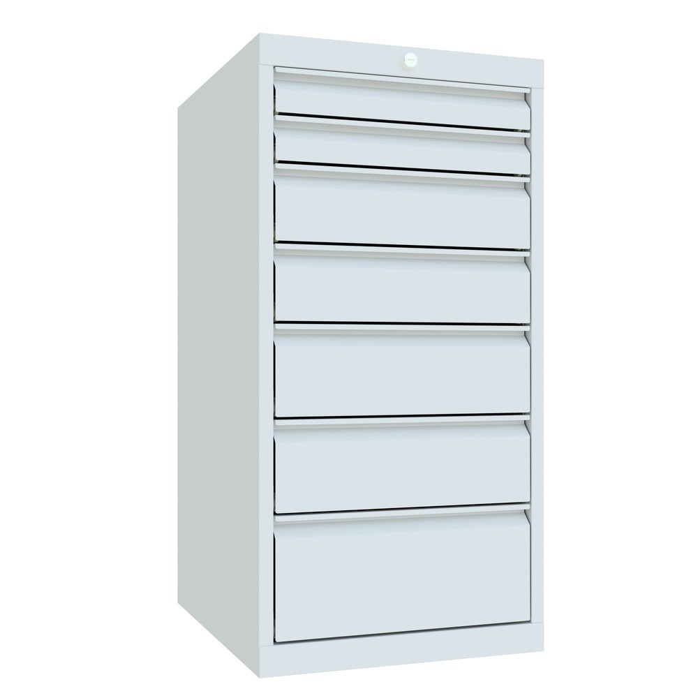 Produktabbildung Nr. 2: Armoire à tiroirs PAVOY, hauteur 1 000 mm, tiroirs 2 x 75 mm + 2 x 125 mm + 2 x 150 + 1 x 200 mm, largeur 500 mm, gris clair, gris clair