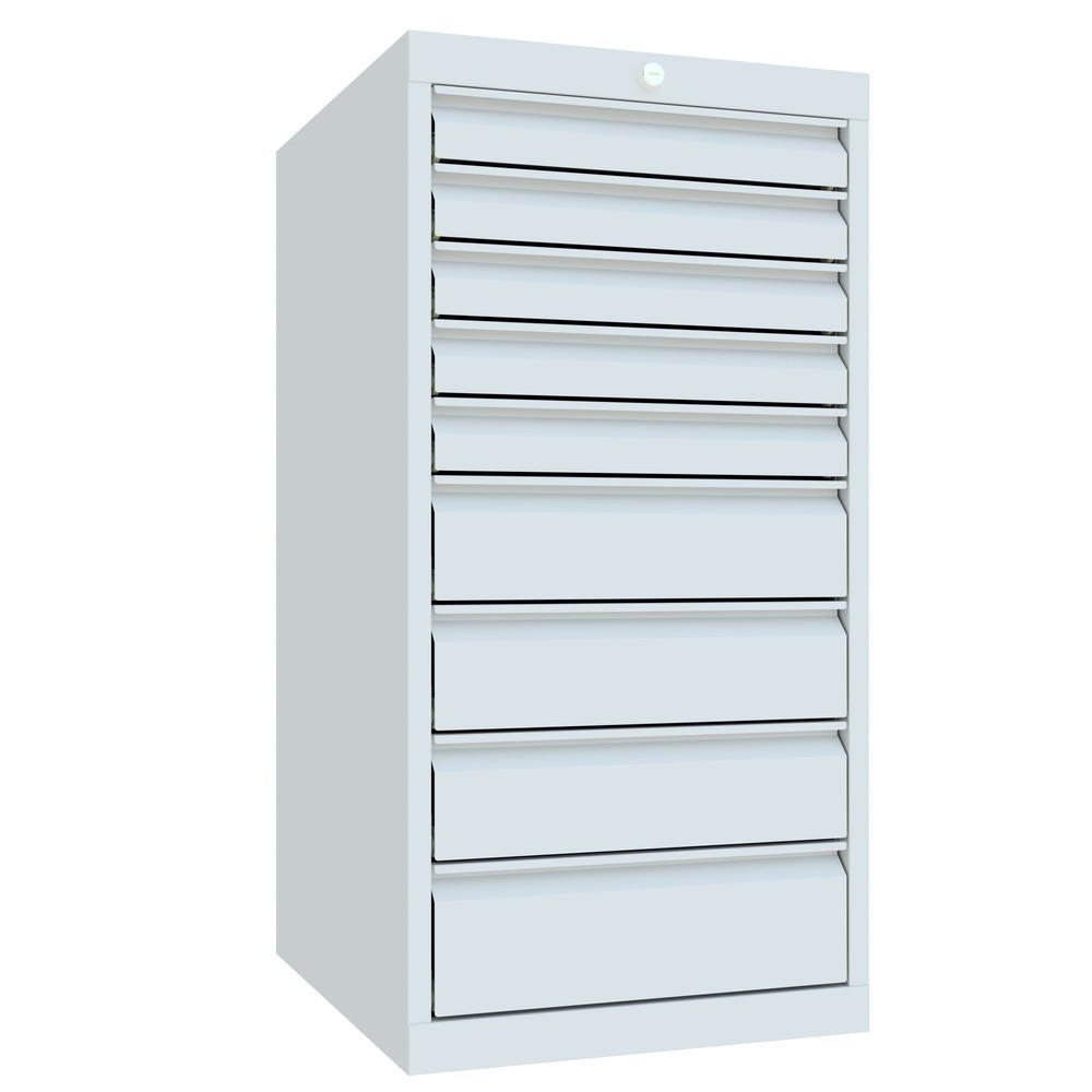 N° de l'image du produit 2 : Armoire à tiroirs PAVOY, hauteur 1 000 mm, tiroirs 5 x 75 mm + 3 x 125 mm + 1 x 150 mm, largeur 500 mm, gris clair, gris clair