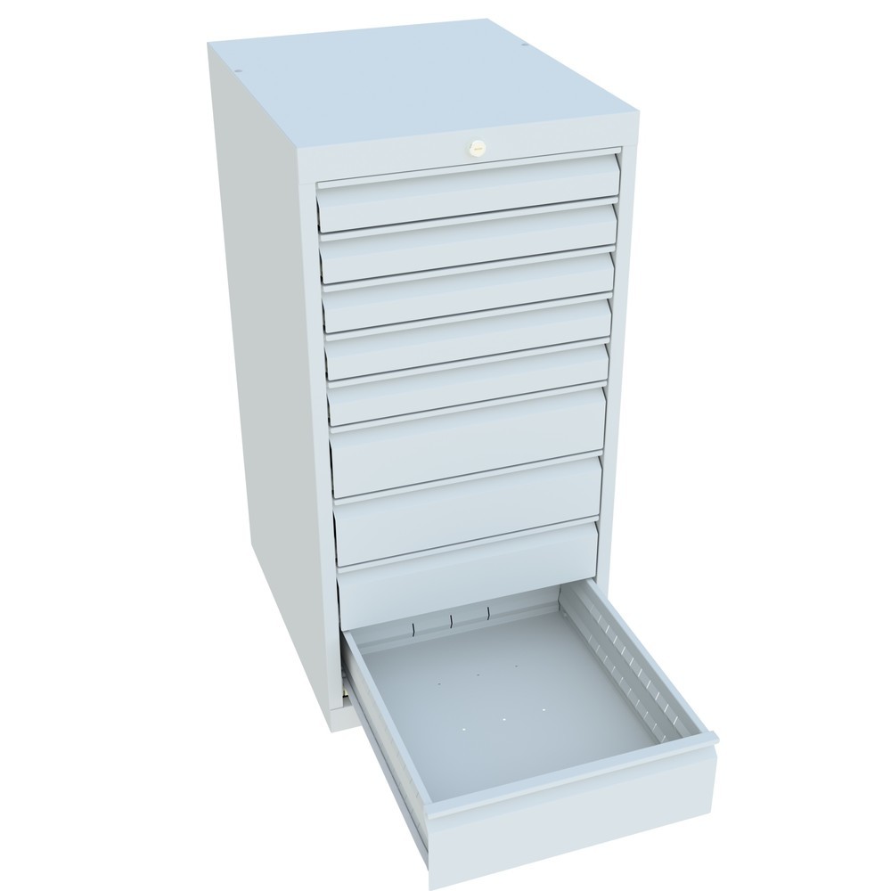 N° de l'image du produit 3 : Armoire à tiroirs PAVOY, hauteur 1 000 mm, tiroirs 5 x 75 mm + 3 x 125 mm + 1 x 150 mm, largeur 500 mm, gris clair, gris clair