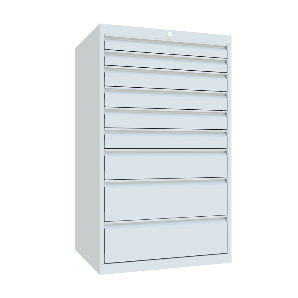 Illustration du produit: Armoire à tiroirs PAVOY, hauteur 1 200 mm, tiroirs 2 x 75 mm + 4 x 100 + 1 x 150 mm + 2 x 200 mm, largeur 715 mm, gris clair, gris clair