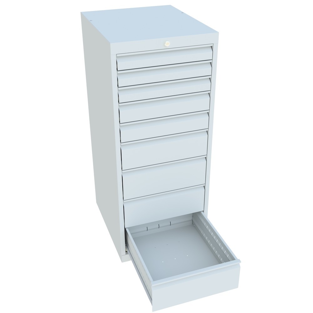 N° de l'image du produit 3 : Armoire à tiroirs PAVOY, hauteur 1 200 mm, tiroirs 3 x 75 mm + 2 x 100 + 1 x 150 mm + 3 x 175 mm, largeur 500 mm, gris clair, gris clair