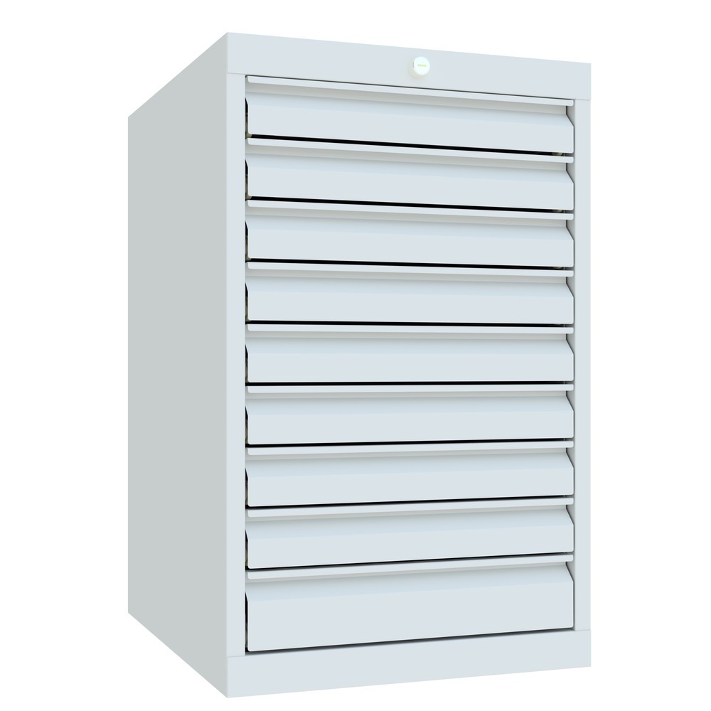 N° de l'image du produit 2 : Armoire à tiroirs PAVOY, hauteur 800 mm, tiroirs 8 x 75 mm + 1 x 100 mm, largeur 500 mm, gris clair, gris clair